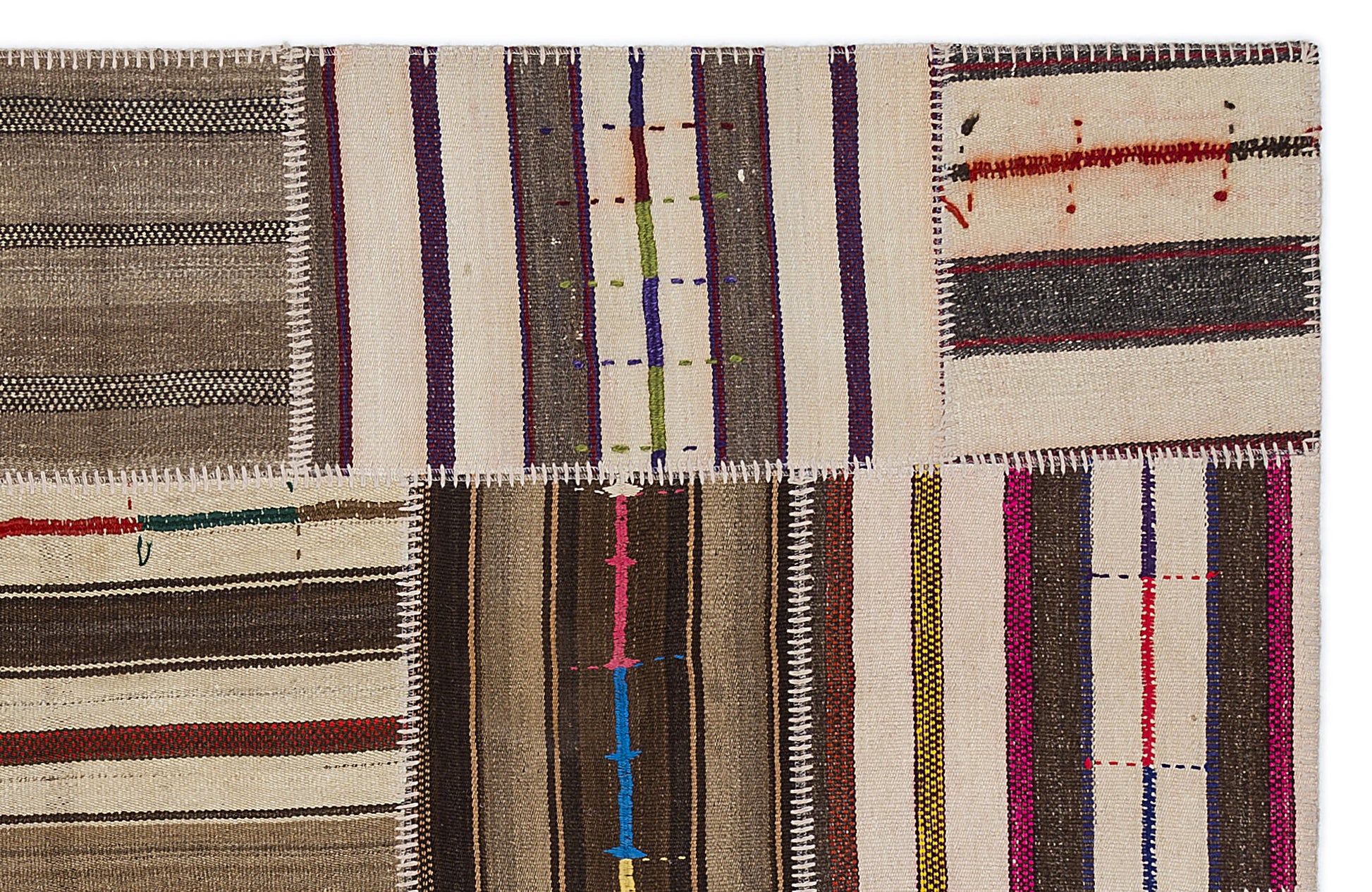 Teselya Kahverengi Çizgili Yün El Dokuma Halısı 160 x 230 Apex Unique