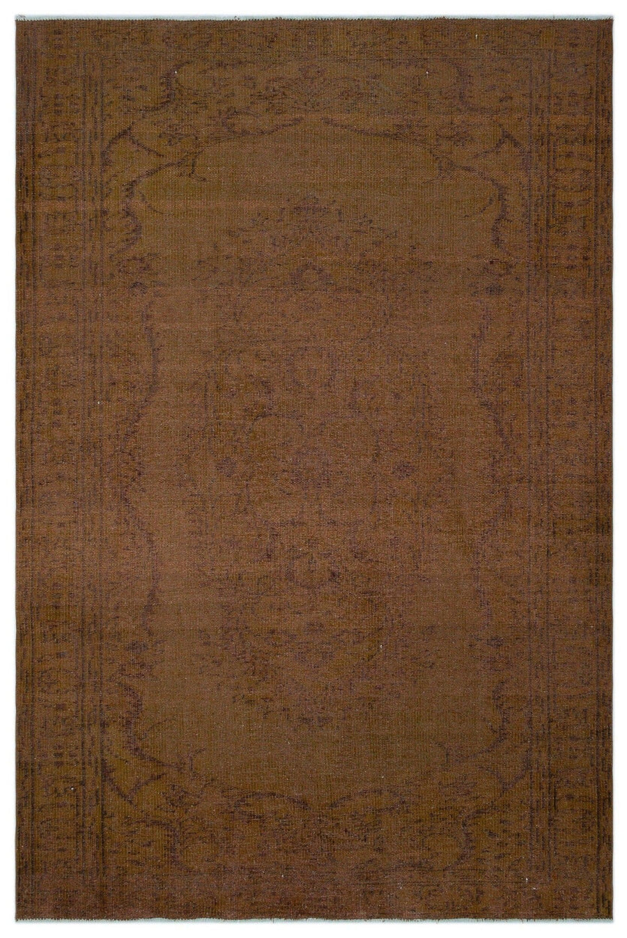 Brown & Tan Medallion Hand-Knotted Wool Rug 180x266 cm (5'11" x 8'9") – in the hallway