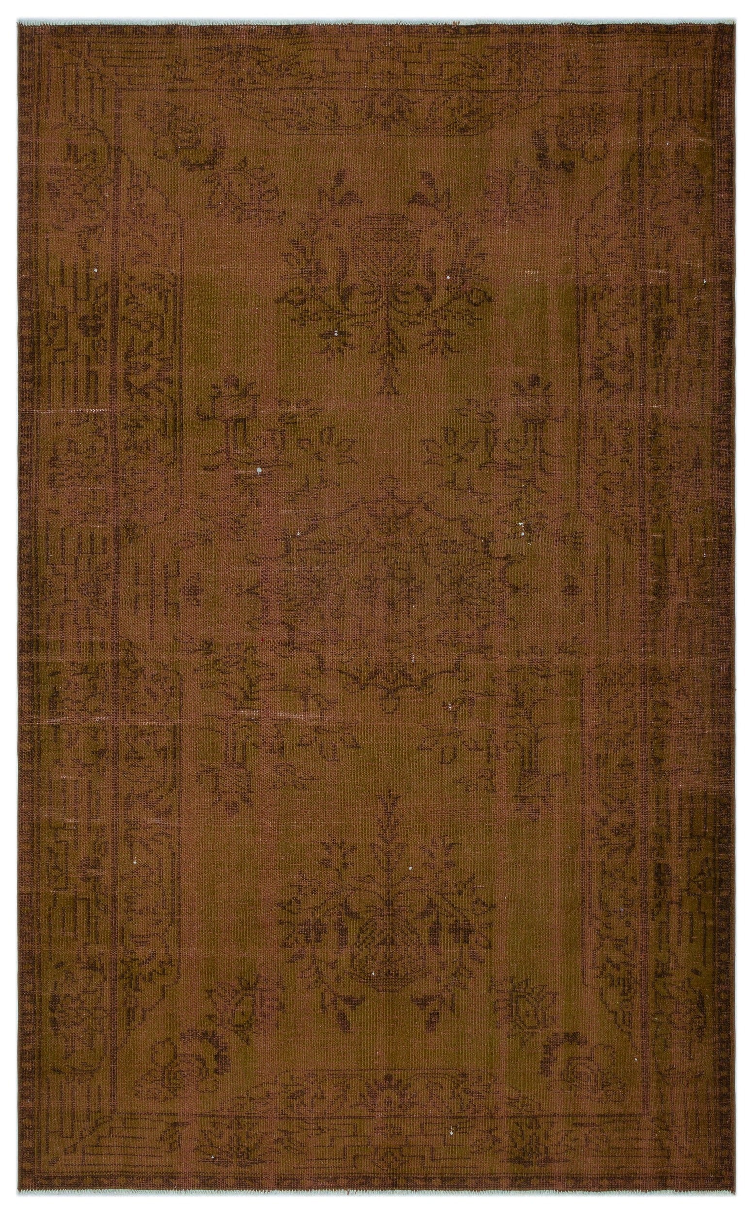 Atina Kahverengi Eskitme Yün El Dokuma Halısı 177 x 283 Apex Unique