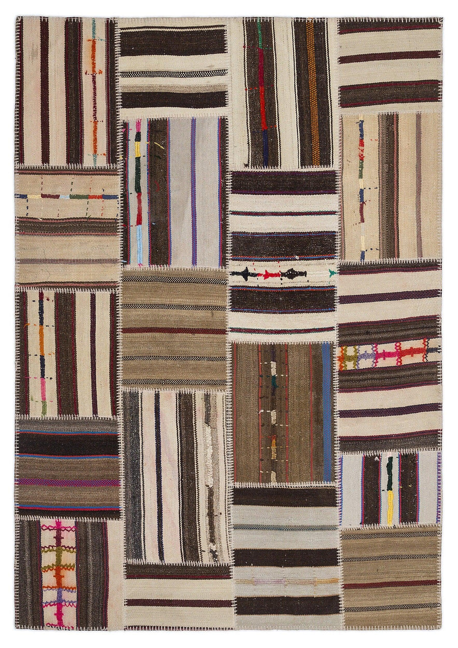 Bej Anadolu Geometrik Modern Yün Halı 160x230 - Özel Seri