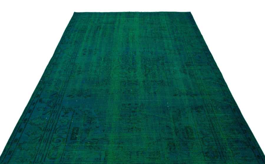 Yeşil Eskitme Modern Yün Halı 186x274