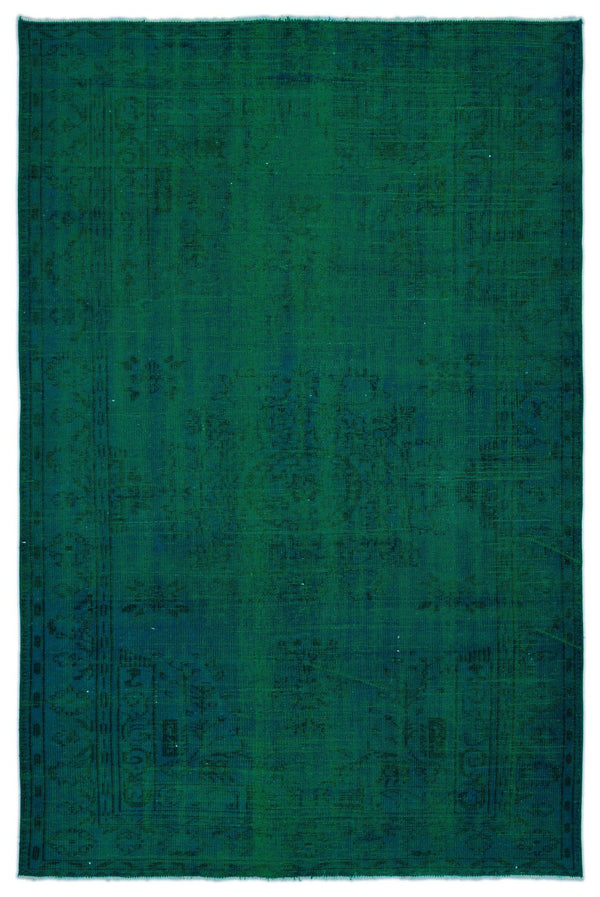 Yeşil Eskitme Modern Yün Halı 186x274