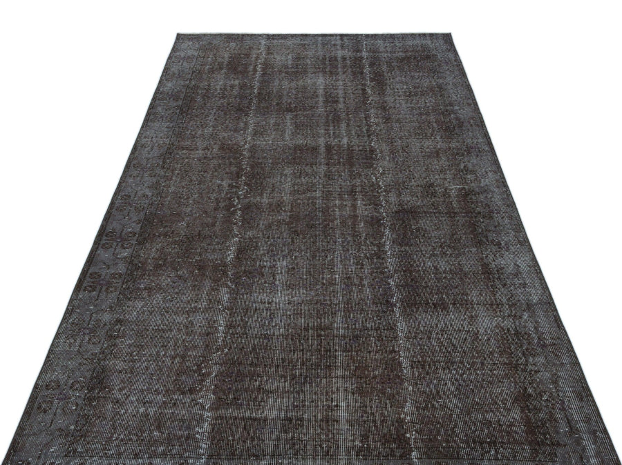 Gri Anadolu Geometrik Çiçekli Yün Halı 152x275 - Özel Seri