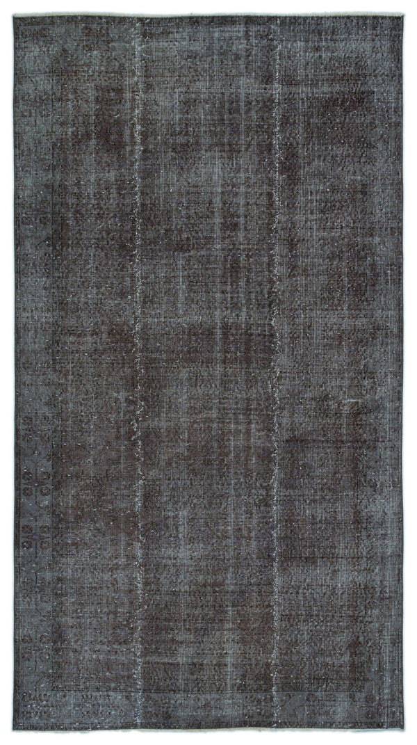 Gri Anadolu Geometrik Çiçekli Yün Halı 152x275 - Özel Seri