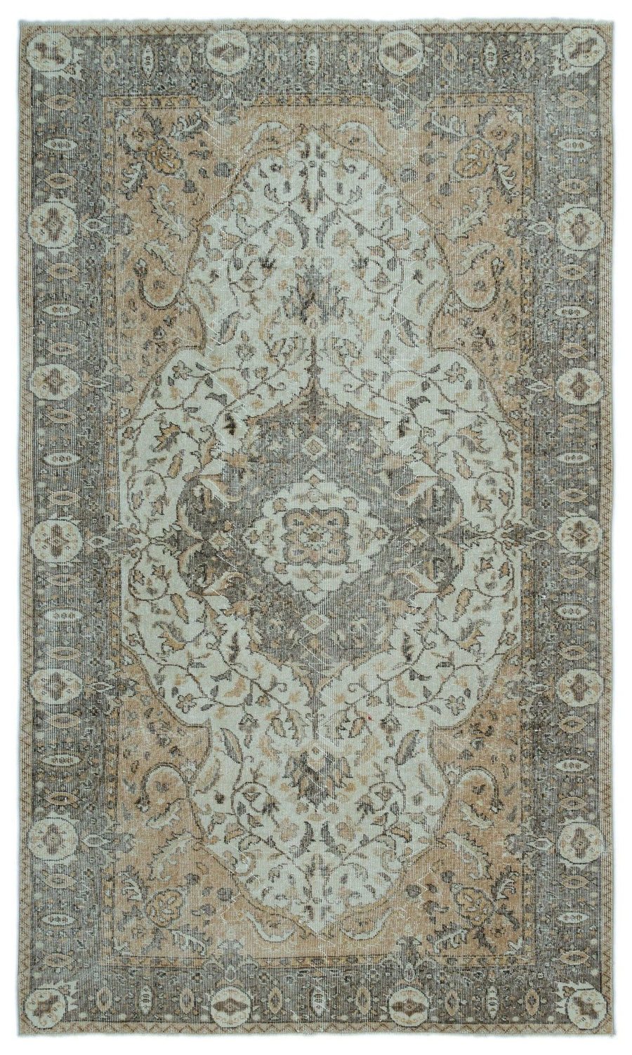 Beige and Grey Medallion Turkish Rug 172x288 cm (5'8" x 9'5") – in the hallway