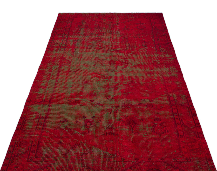 Kırmızı Anadolu Eskitme Geometrik Yün Halı 139x254 - Özel Seri