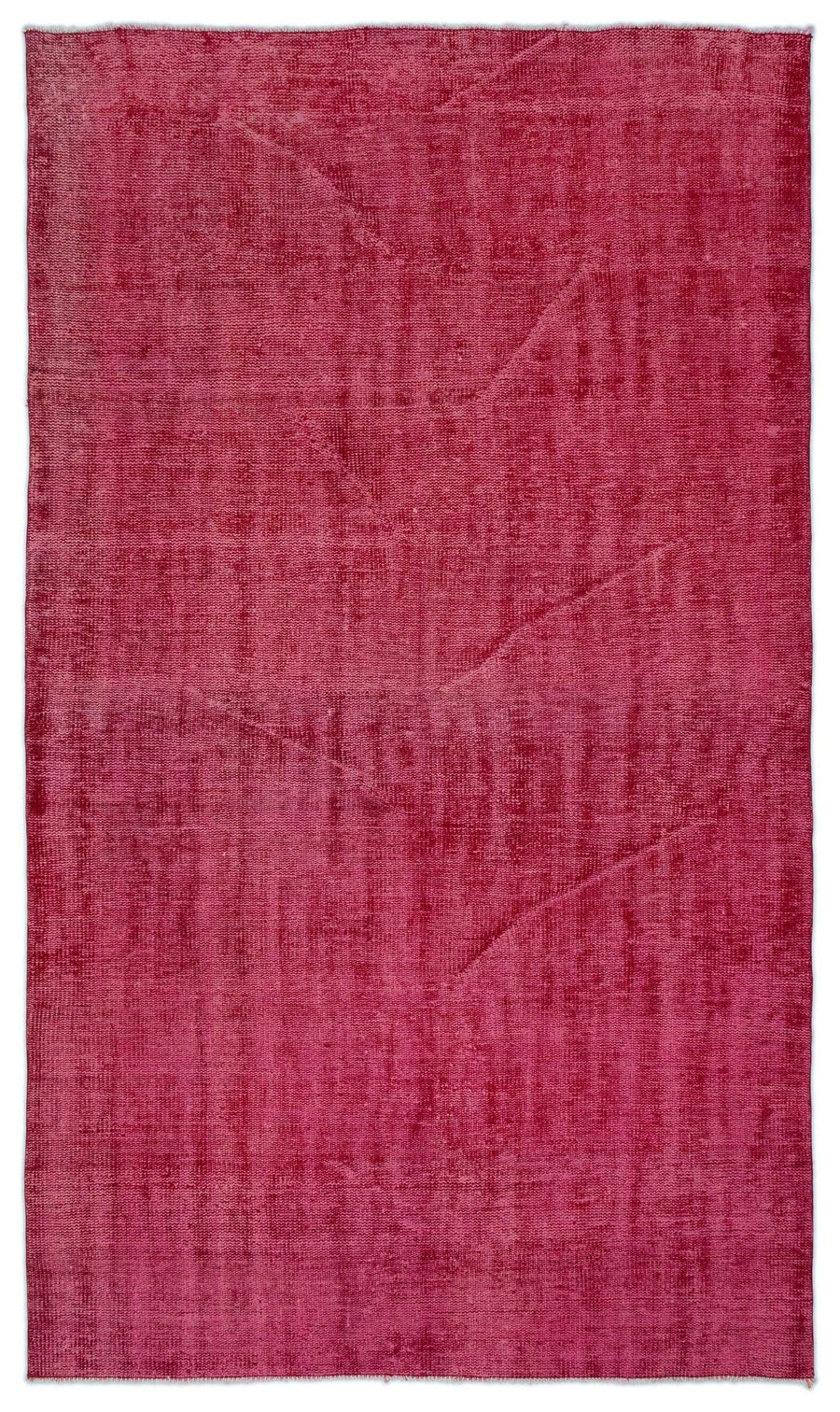 Solid Pink Non-Slip Overdyed Vintage Rug 161x275 cm (5'3" x 9') – in the living room