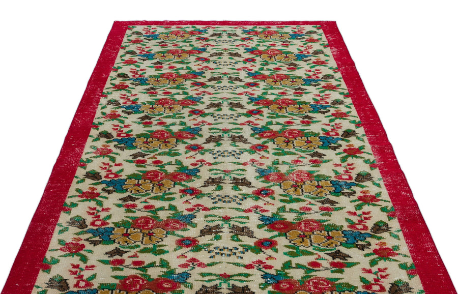 Krem Isparta Eskitme Geometrik Yün Halı 164x268 - Özel Seri