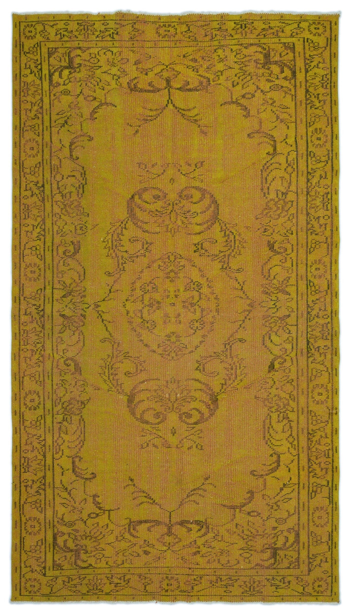 Atina Sarı Eskitme Yün El Dokuma Halısı 151 x 274 Apex Unique