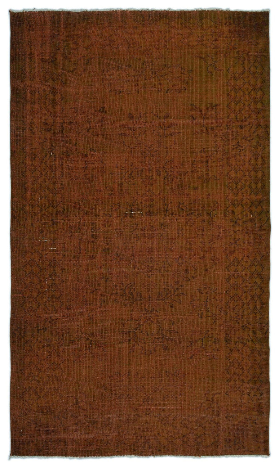 Geometric Brown & Red Hand-Knotted Rug 155x268 cm (5'1" x 8'10") – in the living room