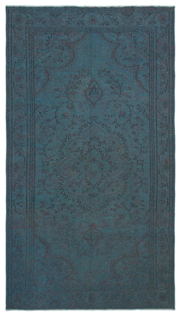 Mavi Anadolu Eskitme Geometrik Yün Halı 146x268 - Özel Seri