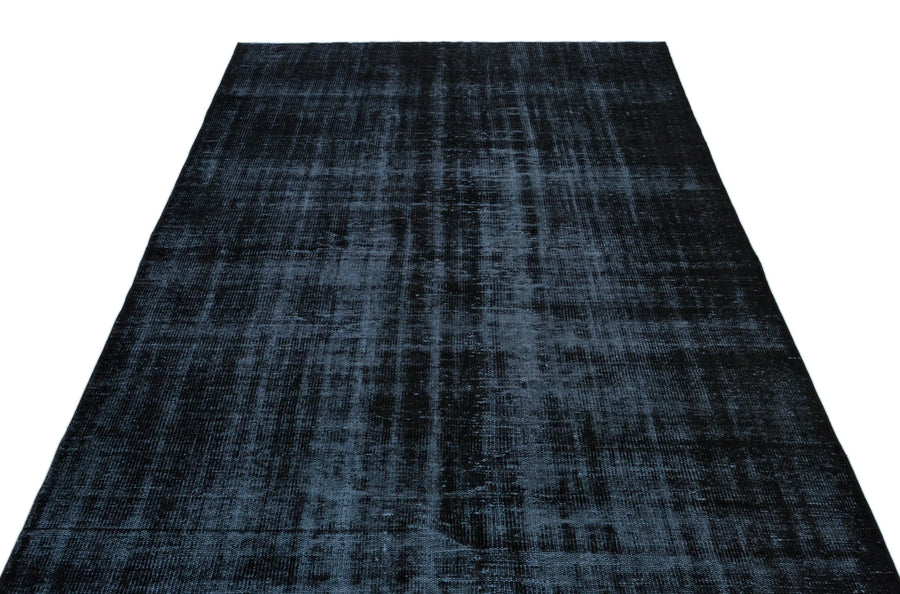 Siyah Eskitme Geometrik Yün Halı 176x320