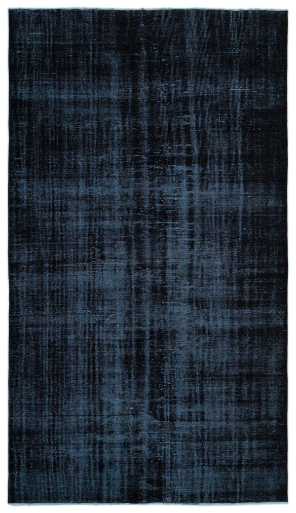 Siyah Eskitme Geometrik Yün Halı 176x320