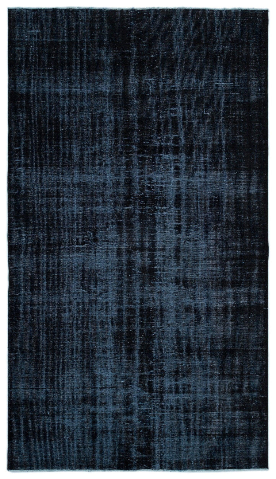 Navy Blue Plain Hand-Knotted Wool Rug 176x320 cm (5'9" x 10'6") – in the hallway