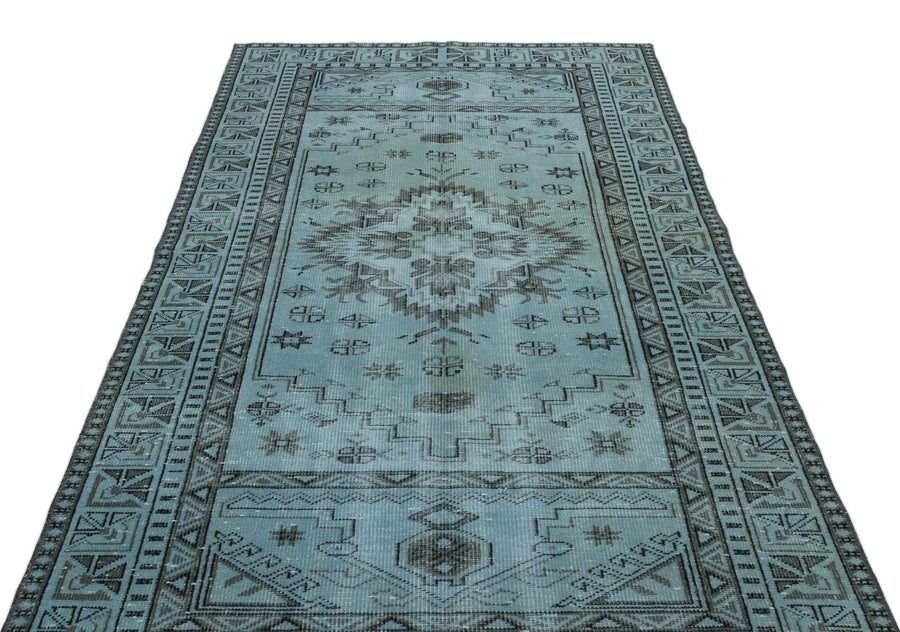 Mavi Anadolu Eskitme Geometrik Yün Halı 157x278 - Özel Seri