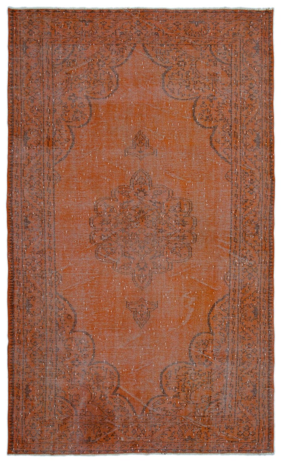 Eskitme Kiremit Rengi Madalyon Desenli Yün Halı 176x298 cm – Koridor kullanımı