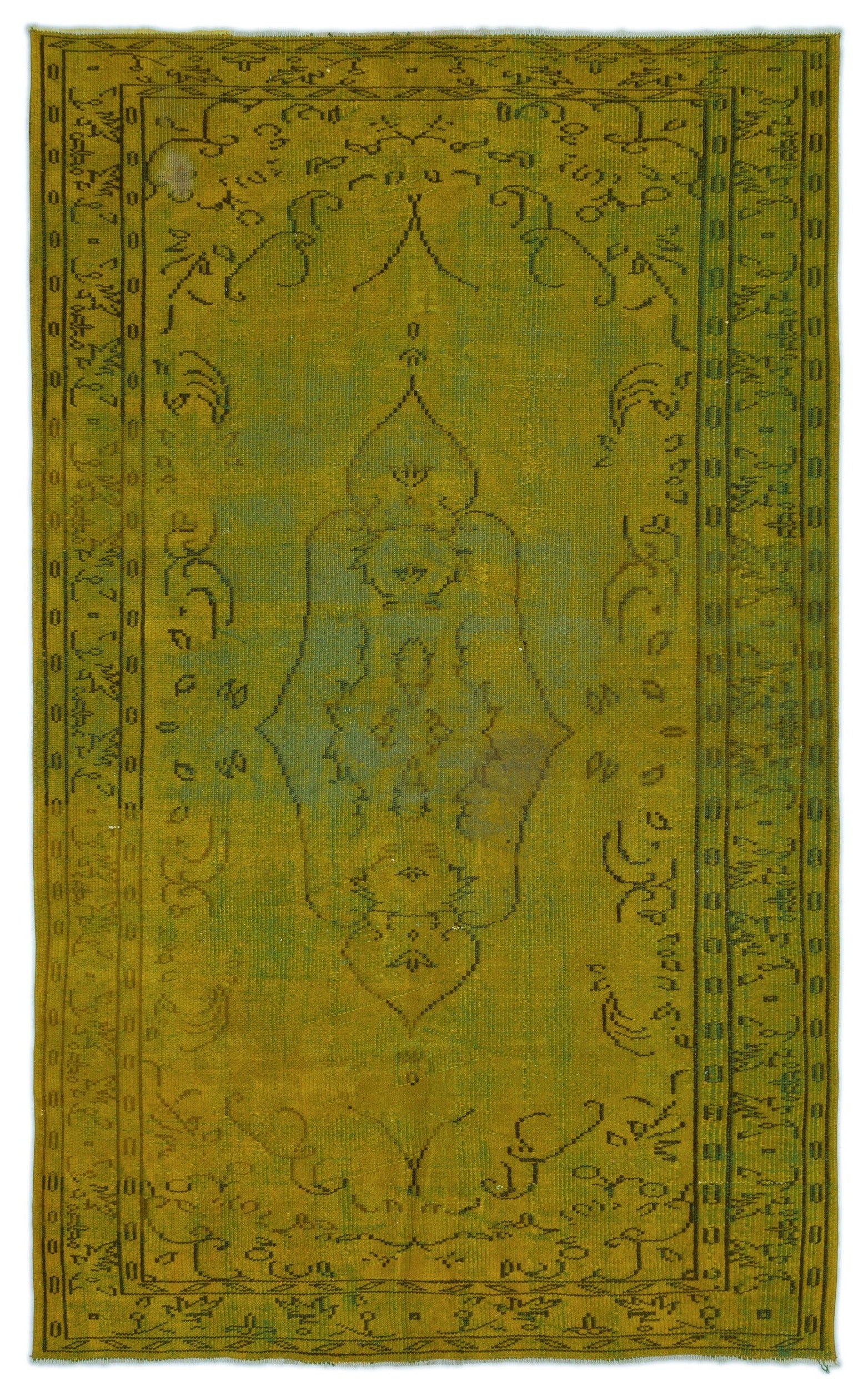 Atina Yeşil Eskitme Yün El Dokuma Halısı 158 x 252 Apex Unique