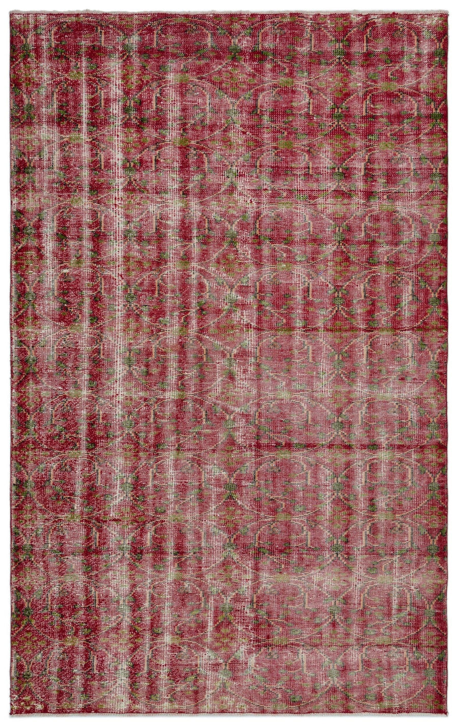 Abstract Red and Beige Vintage Turkish Rug 171x276 cm (5'7" x 9'1") – in the hallway