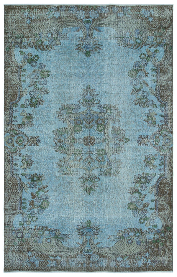 Mavi Anadolu Eskitme Geometrik Yün Halı 171x270 - Özel Seri
