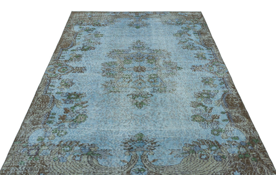 Mavi Anadolu Eskitme Geometrik Yün Halı 171x270 - Özel Seri