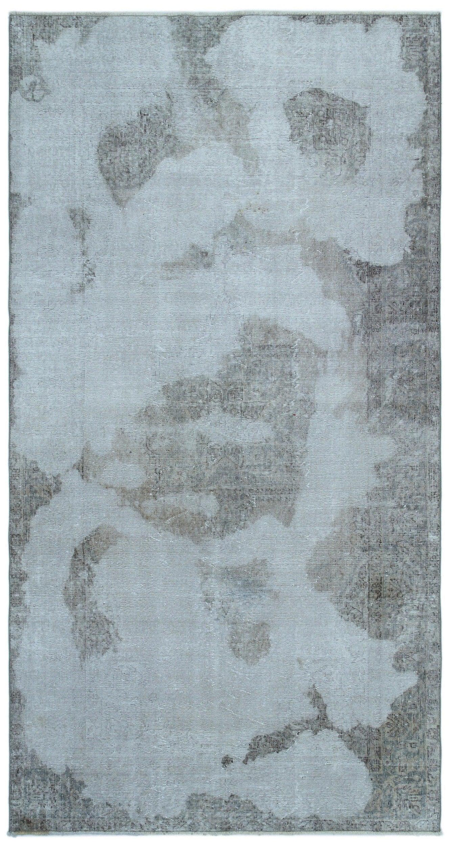 Grau-beiger handgewebter Kelim mit abstraktem Muster 146x274 cm – im Wohnzimmer