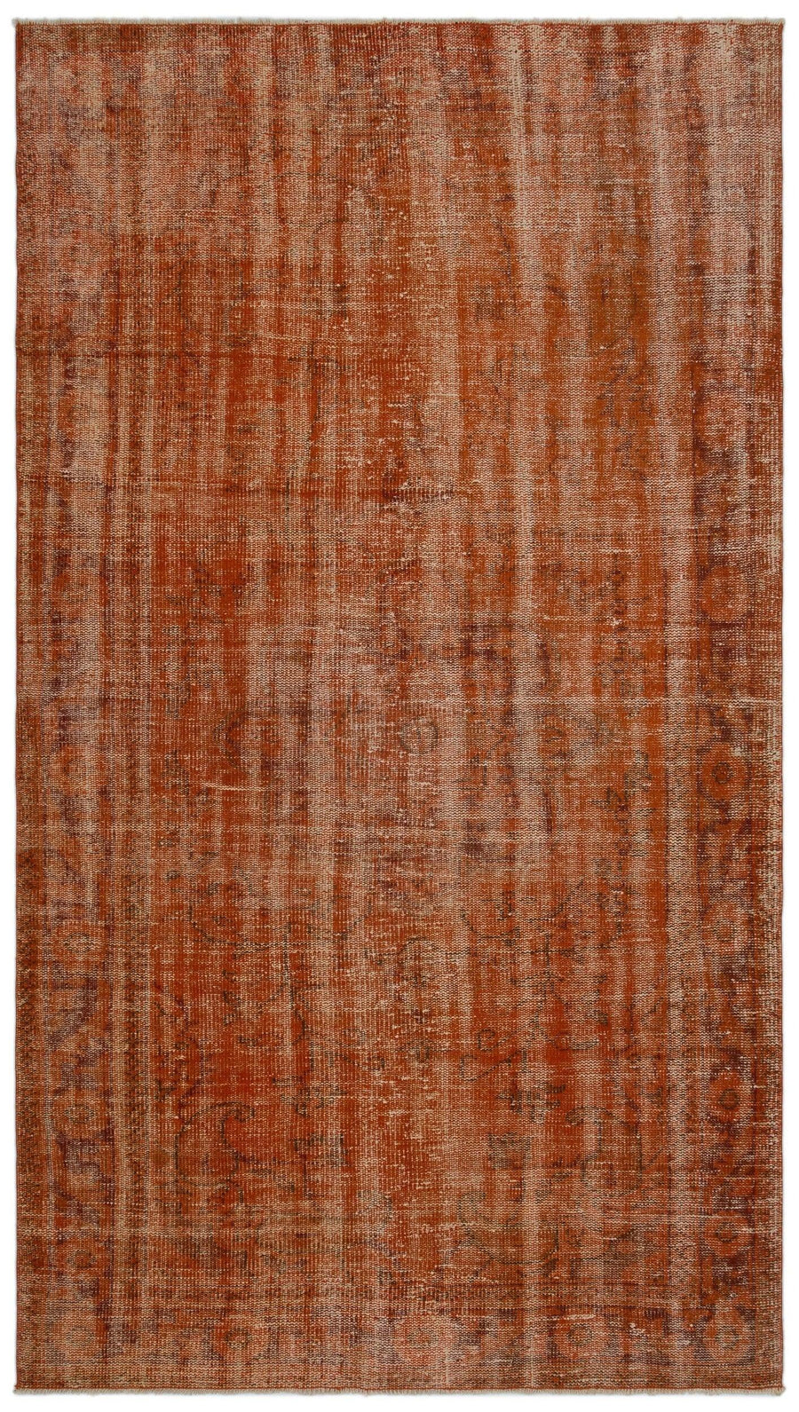 Kırmızı Dokuma Eskitme Soyut Desenli Yün Halı 156x280 cm – Koridor kullanımı