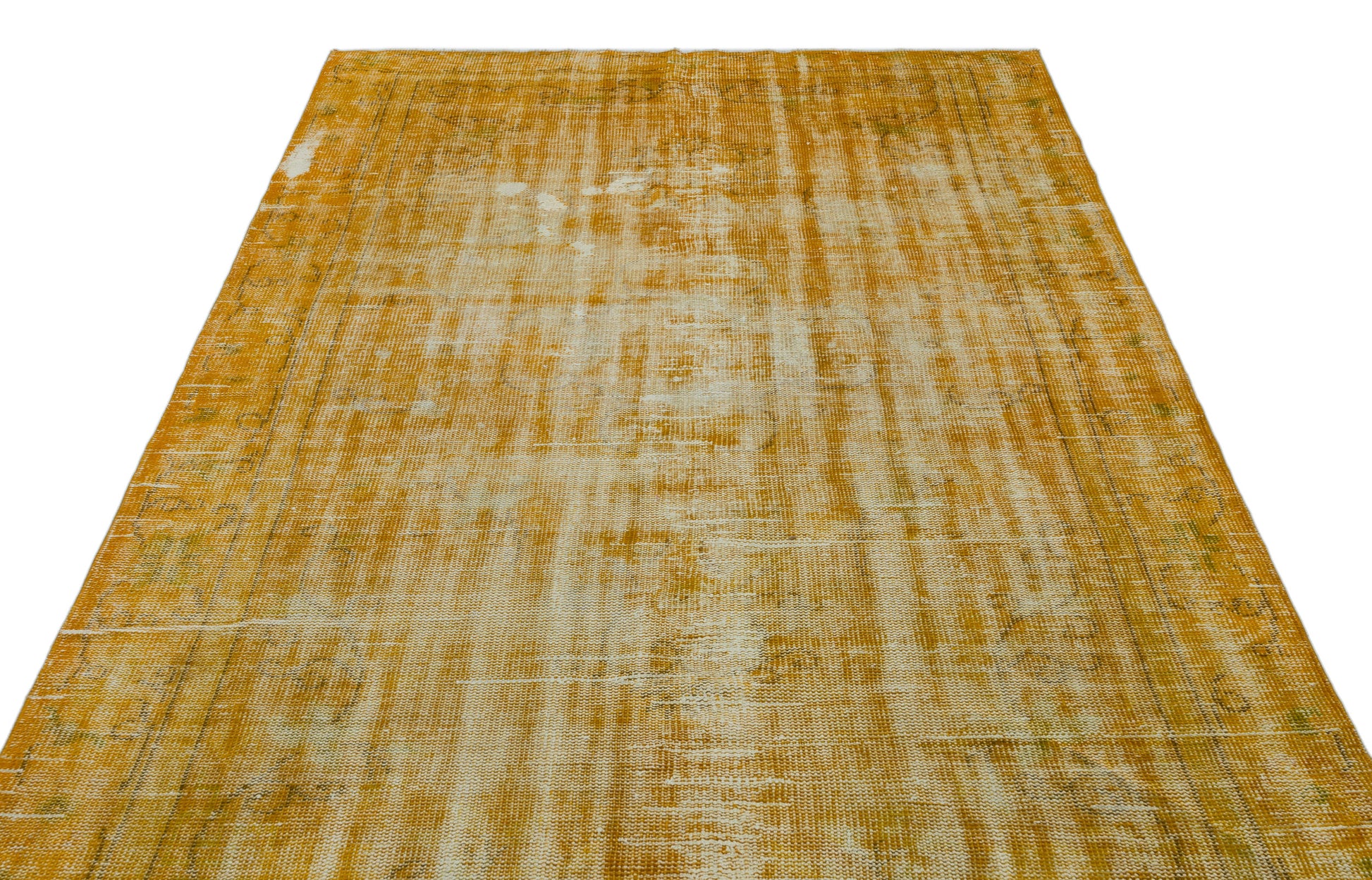 Atina Sarı Eskitme Yün El Dokuma Halısı 177 x 280 Apex Unique