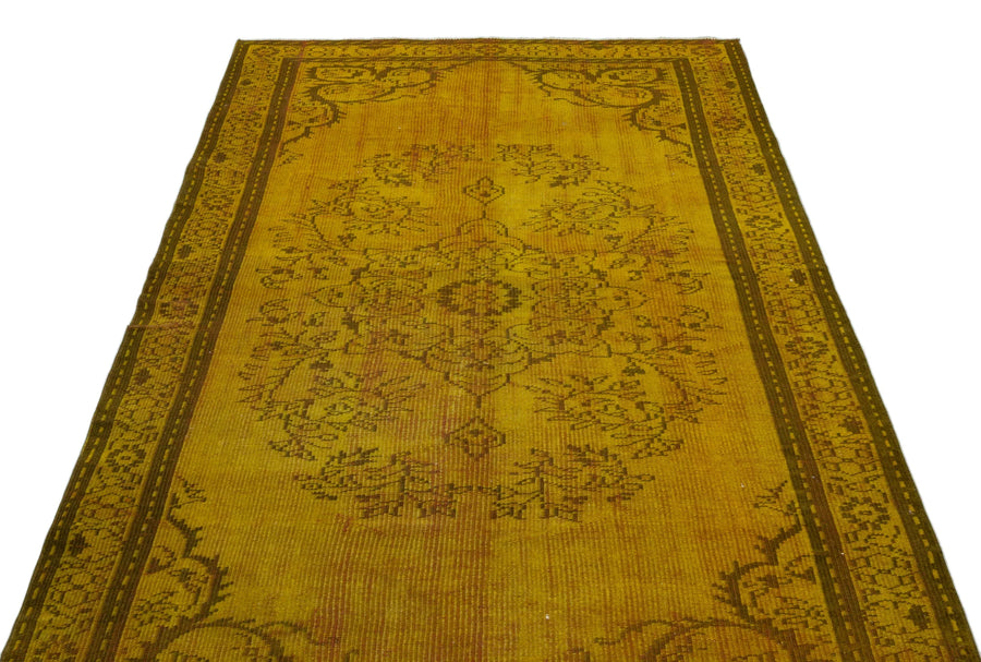 Sarı Anadolu Eskitme Geometrik Yün Halı 150x260 - Özel Seri