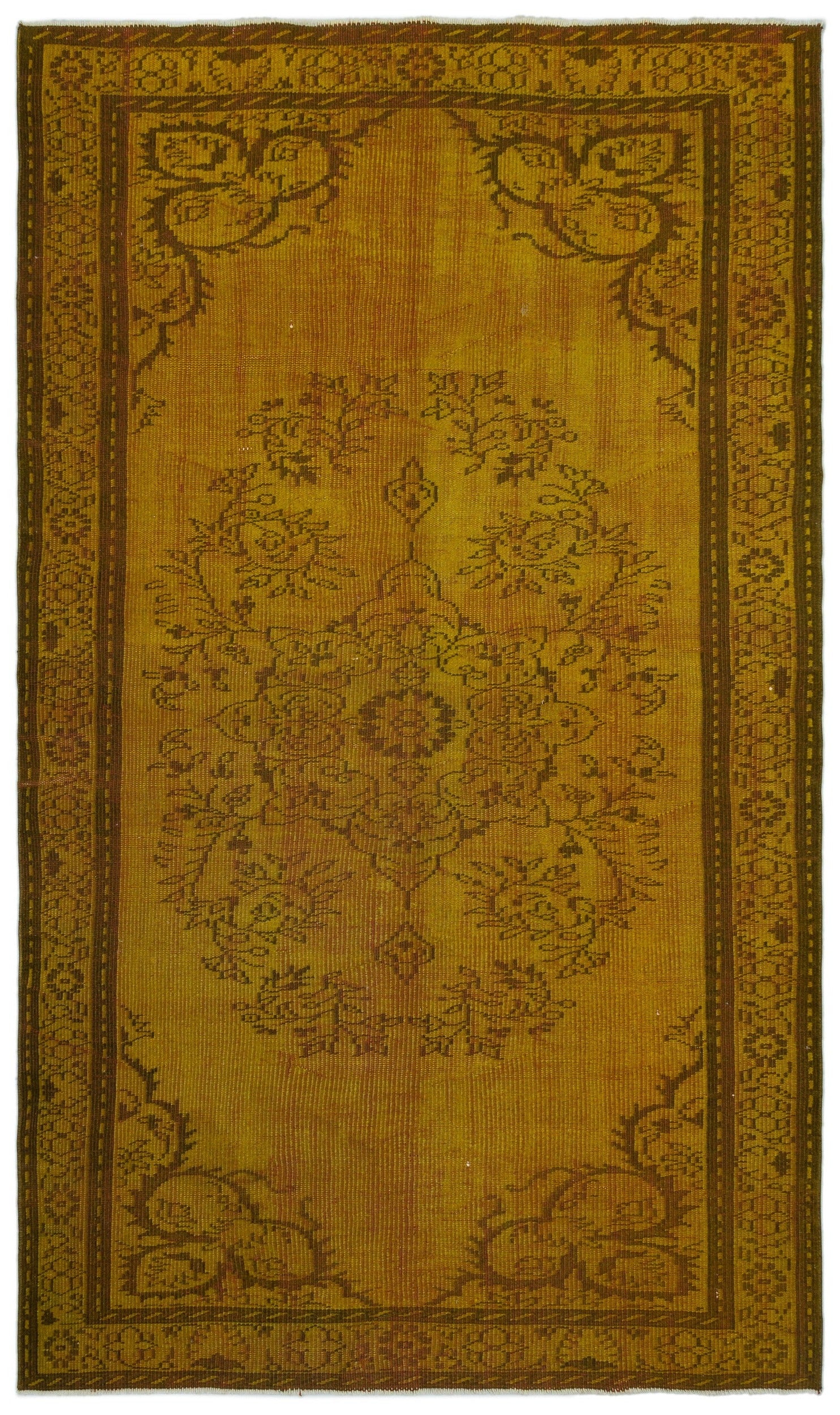 Atina Sarı Eskitme Yün El Dokuma Halısı 150 x 260 Apex Unique