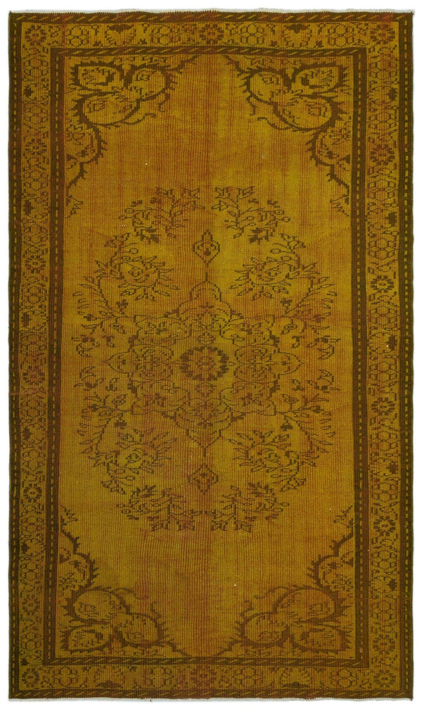 Sarı Anadolu Eskitme Geometrik Yün Halı 150x260 - Özel Seri