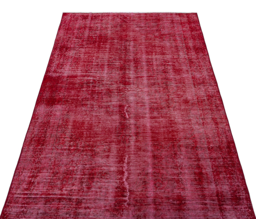 Kırmızı Anadolu Eskitme Geometrik Yün Halı 112x208 - Özel Seri