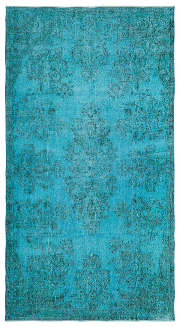 Mavi Siyah Bohem Eskitme Yün Halı 158x290