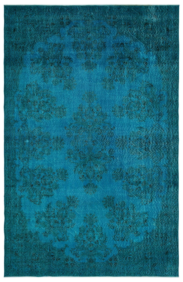 Antrasit Mavi Bohem Eskitme Yün Halı 218x333