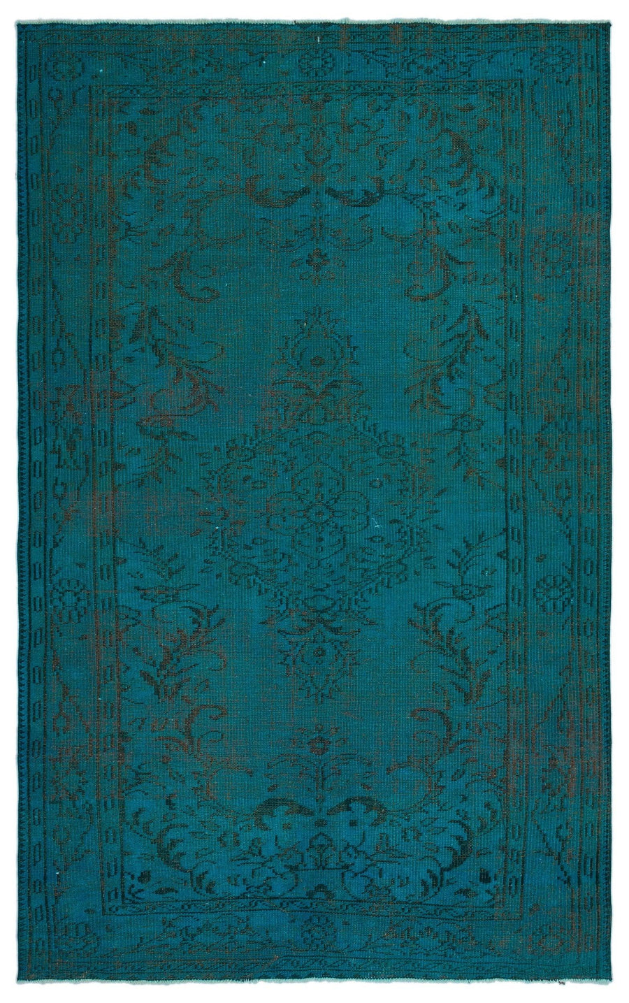 Turquoise & Brown Medallion Turkish Rug 157x253 cm (5'2" x 8'4") – in the hallway