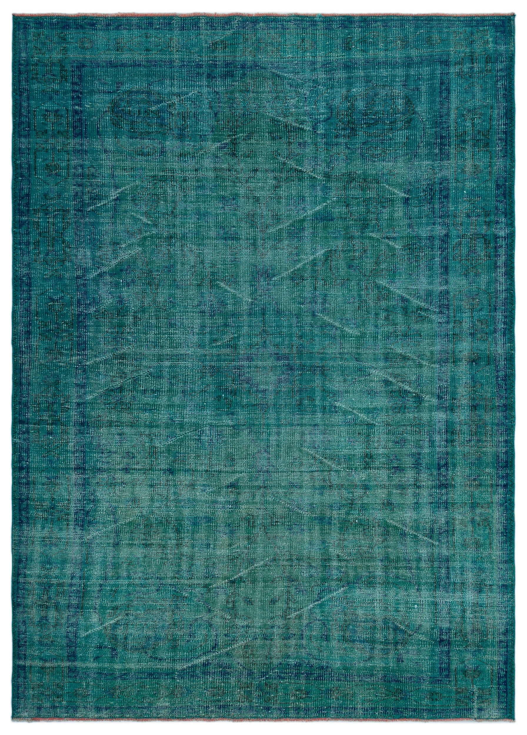 Atina Turkuaz Eskitme Yün El Dokuma Halısı 190 x 258 Apex Unique