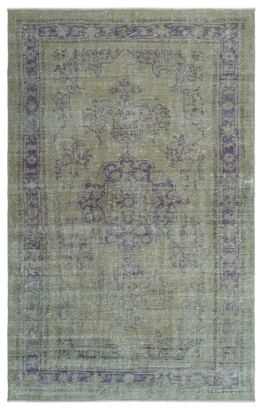 Beige and Purple Medallion Turkish Rug 160x256 cm (5'3" x 8'5") – in the hallway