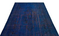 Tapis en laine bleu marine vieilli, à motif médaillon, 166x272 cm 23386