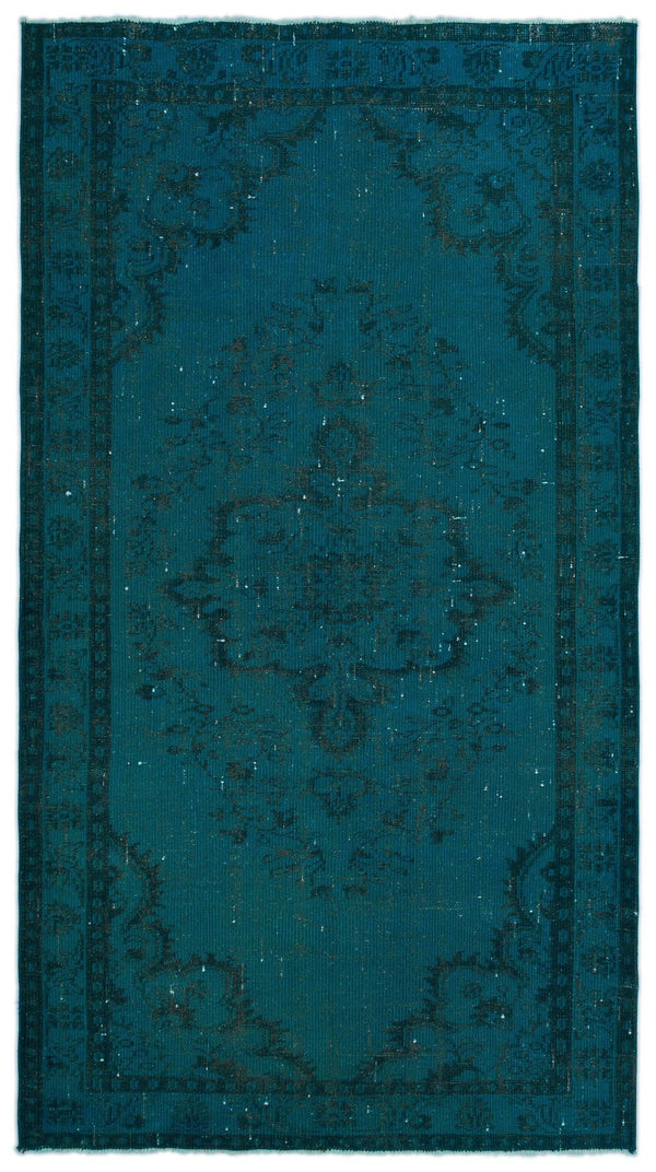 Beyaz Lacivert Bohem Eskitme Yün Halı 150x272