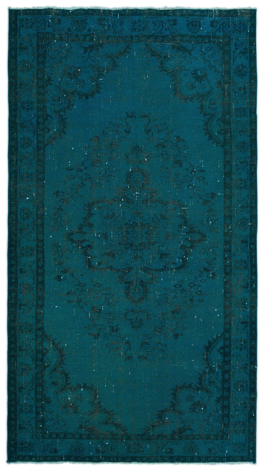 Turquoise & Red Medallion Vintage Turkish Rug 150x272 cm (4'11" x 8'11") – in the hallway