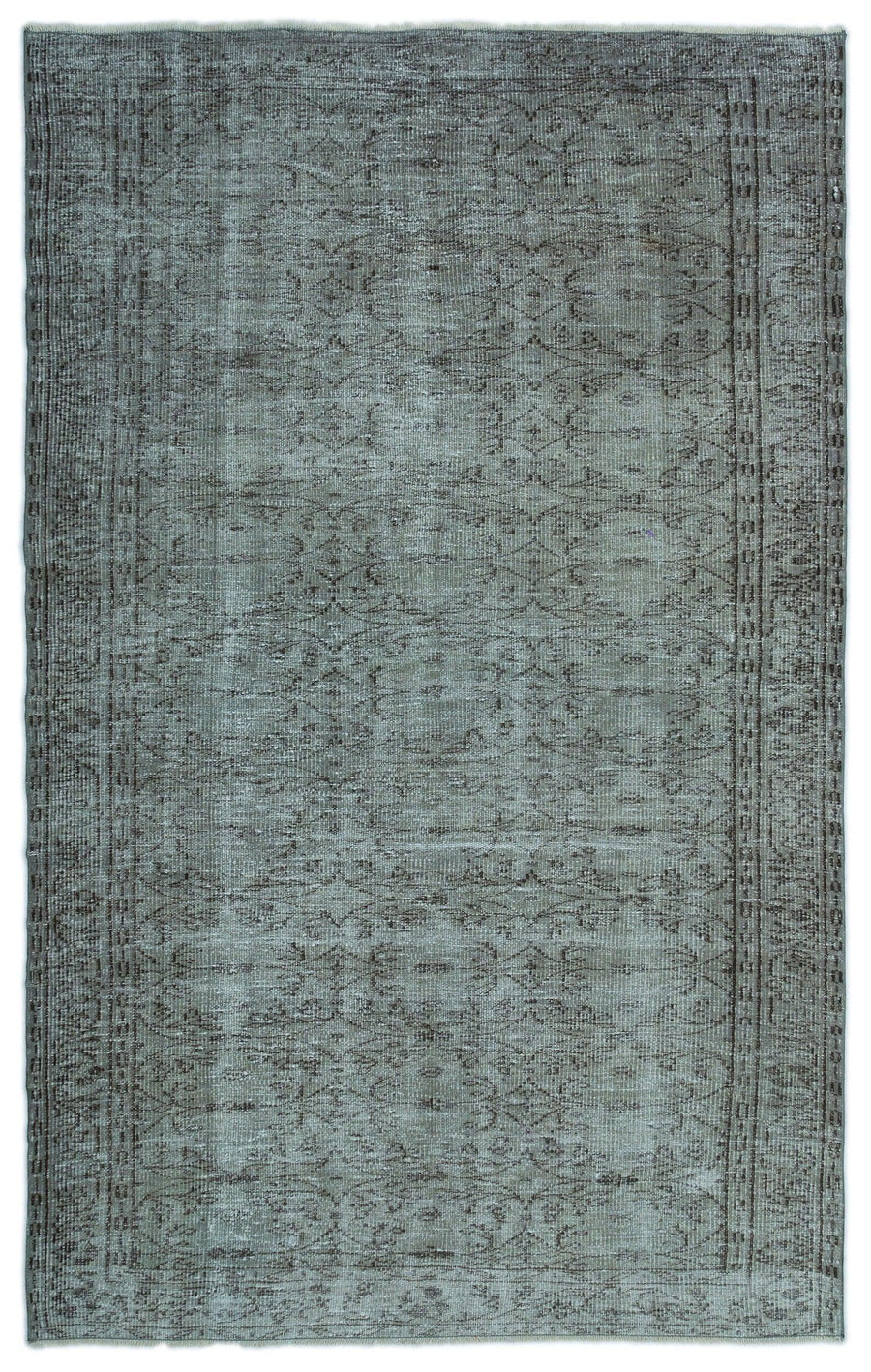 Gri Antrasit Geometrik Desenli Yün El Dokuma Halı 147x235 cm – Koridor kullanımı
