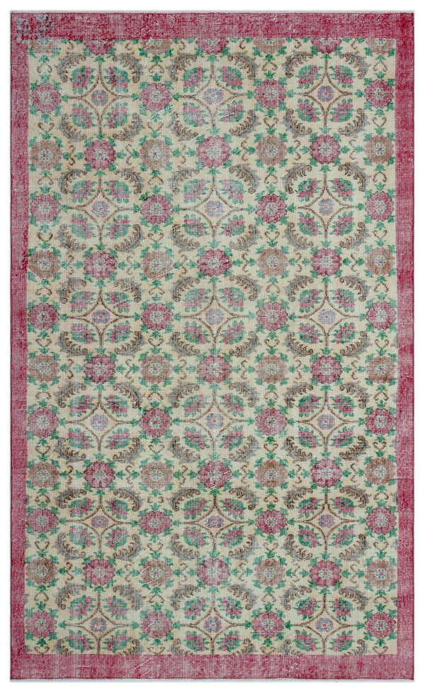 Krem Isparta Klasik Çiçekli Yün Halı 168x273 - Özel Seri