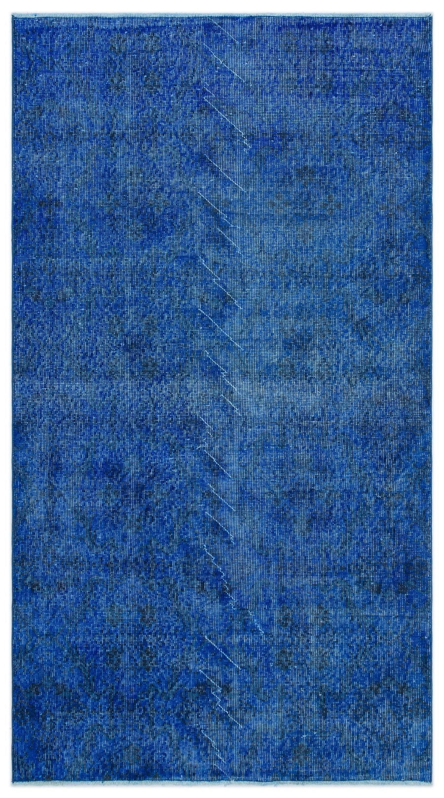 Blue Abstract Hand-Knotted Wool Area Rug 114x209 cm (3'9" x 6'10") – in the living room