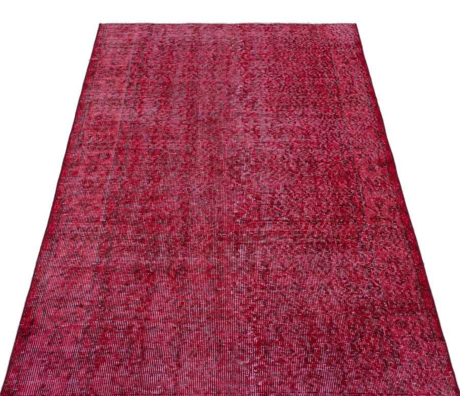 Kırmızı Anadolu Geometrik Çiçekli Yün Halı 109x204 - Özel Seri
