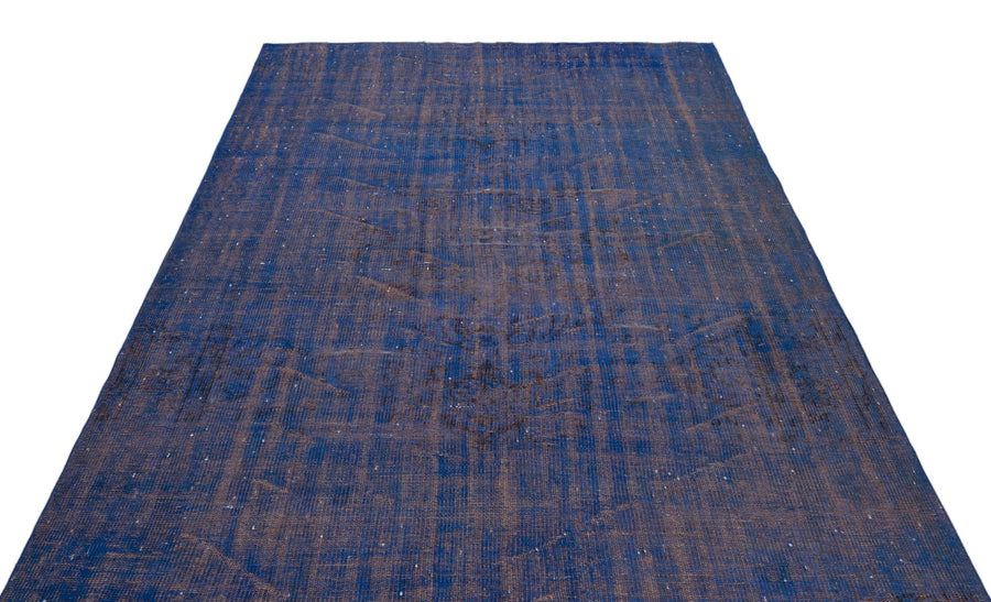 Mavi Anadolu Eskitme Geometrik Yün Halı 186x286 - Özel Seri