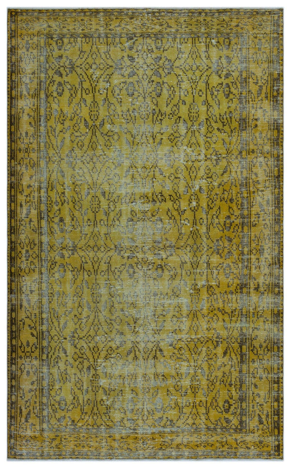 Sarı Eskitme Geometrik Yün Halı 180x287