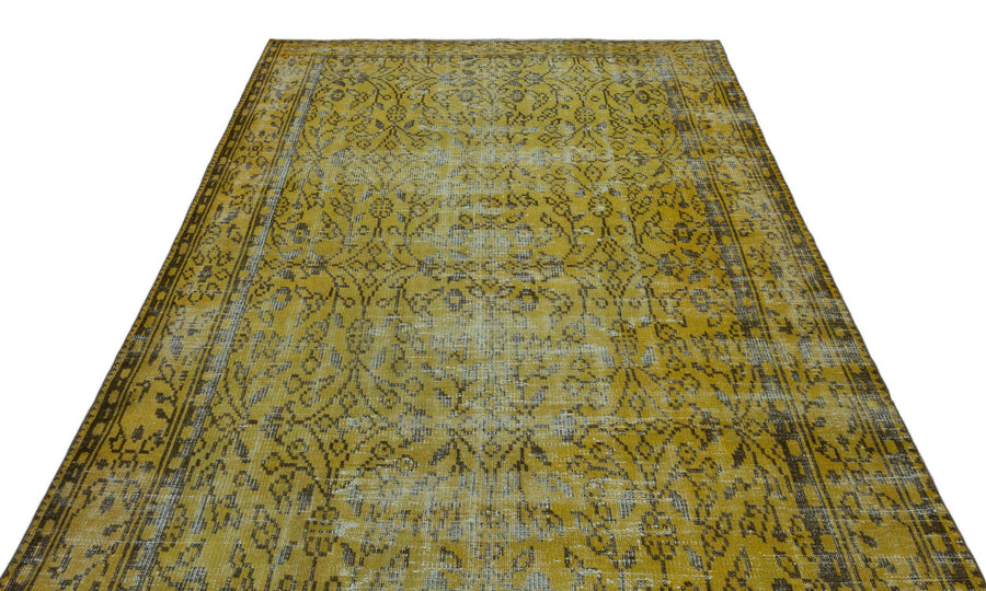 Sarı Eskitme Geometrik Yün Halı 180x287