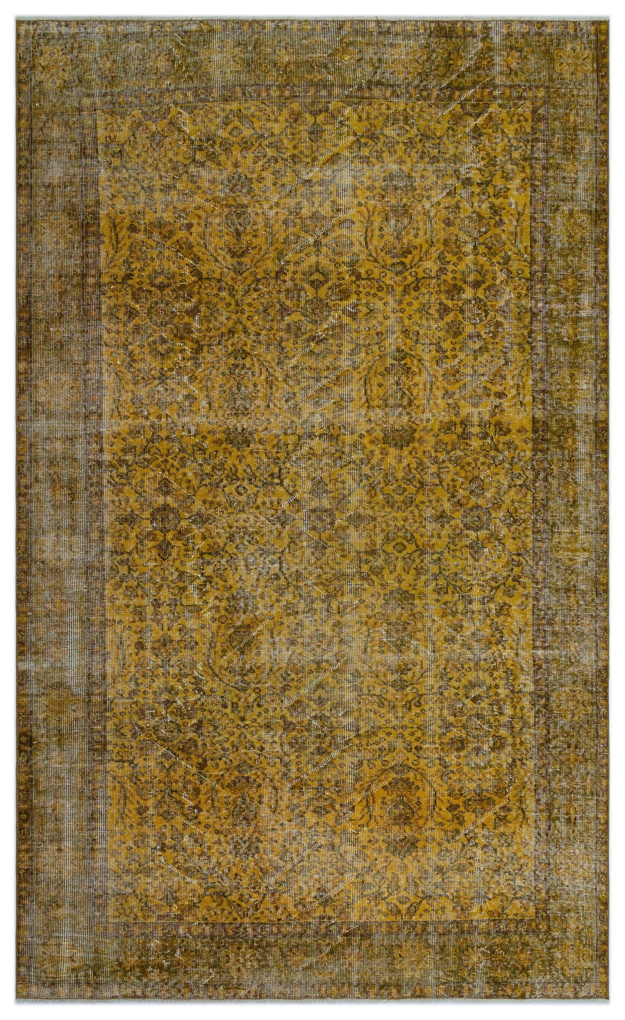 Eskitme Sarı Gri Çiçekli El Dokuma Halı 166x272 cm 23666 – Koridor kullanımı