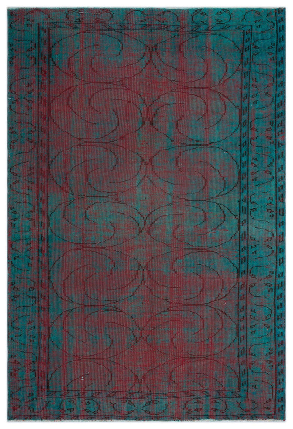 Bordo Kırmızı Bohem Eskitme Yün Halı 142x213