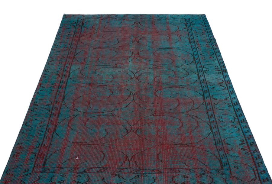 Bordo Kırmızı Bohem Eskitme Yün Halı 142x213