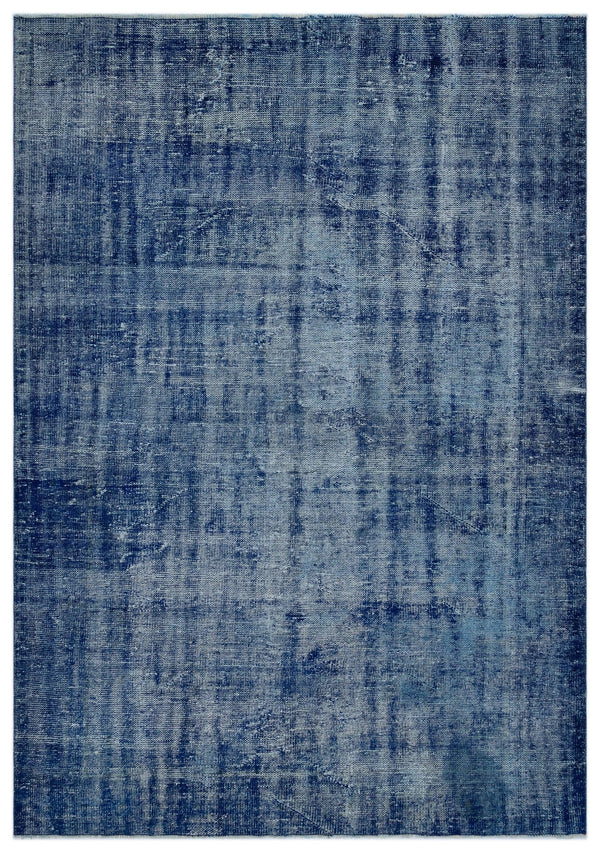 Mavi Anadolu Eskitme Geometrik Yün Halı 188x270 - Özel Seri